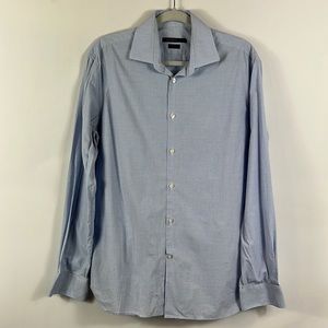 John Varvatos Mens Slim Fit Micro Plaid Button Up Shirt Size 16 34/35